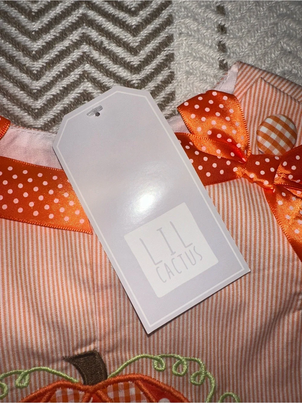 NWT Lil Cactus Orange Pumpkin Appliqué Girls' Ruffle Romper